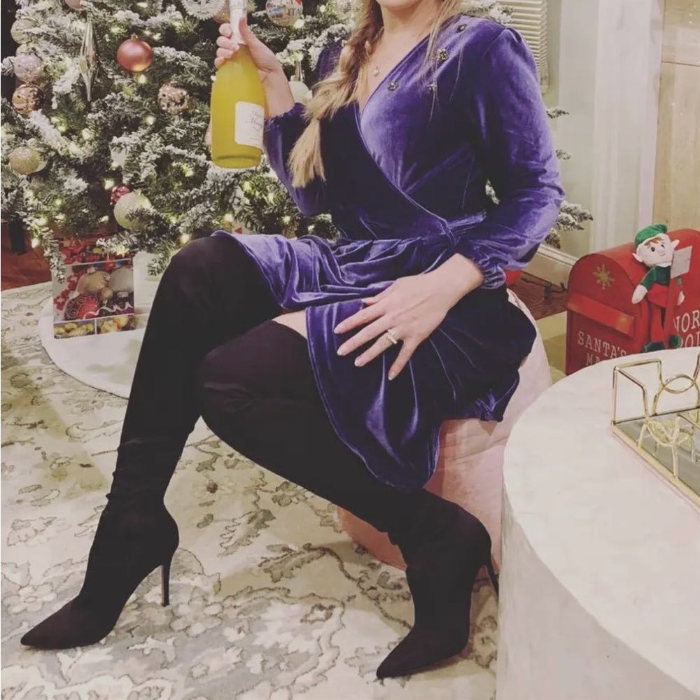 Handmade Purple Velvet Wrap Dress – Size S